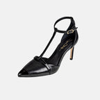 Joan Oloff Desiree Heels Two-Tone Black Nappa | Black Patent