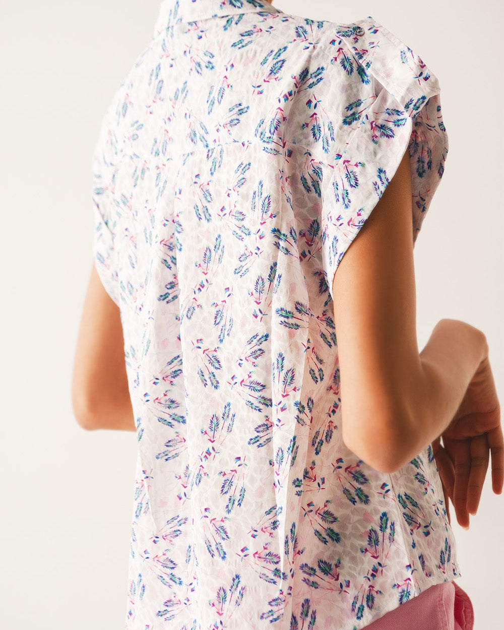 Purple Blouse with Pockets and Floral Print