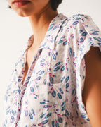 Purple Blouse with Pockets and Floral Print