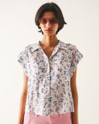 Purple Blouse with Pockets and Floral Print