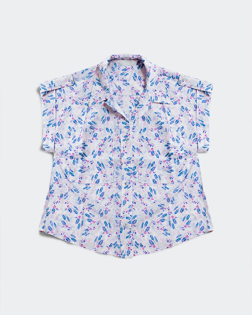Purple Blouse with Pockets and Floral Print