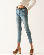 Push Up Ripped Skinny Jean in Blue