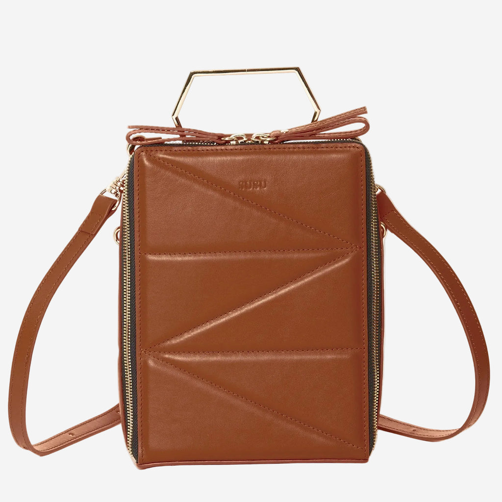 SUSU Brown Leather Backpack Purse for Women Unique Convertible Crossbody Bag