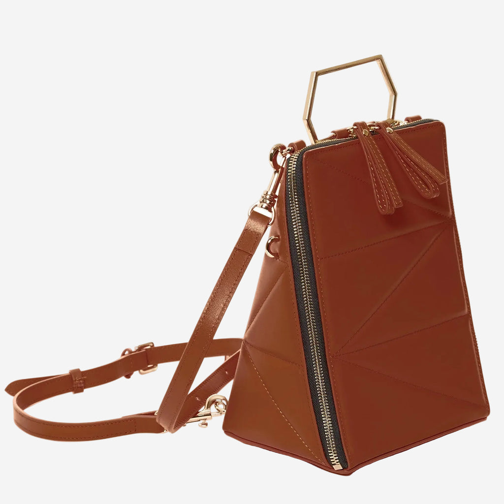 SUSU Brown Leather Backpack Purse for Women Unique Convertible Crossbody Bag