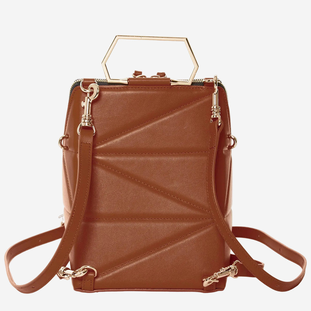 SUSU Brown Leather Backpack Purse for Women Unique Convertible Crossbody Bag