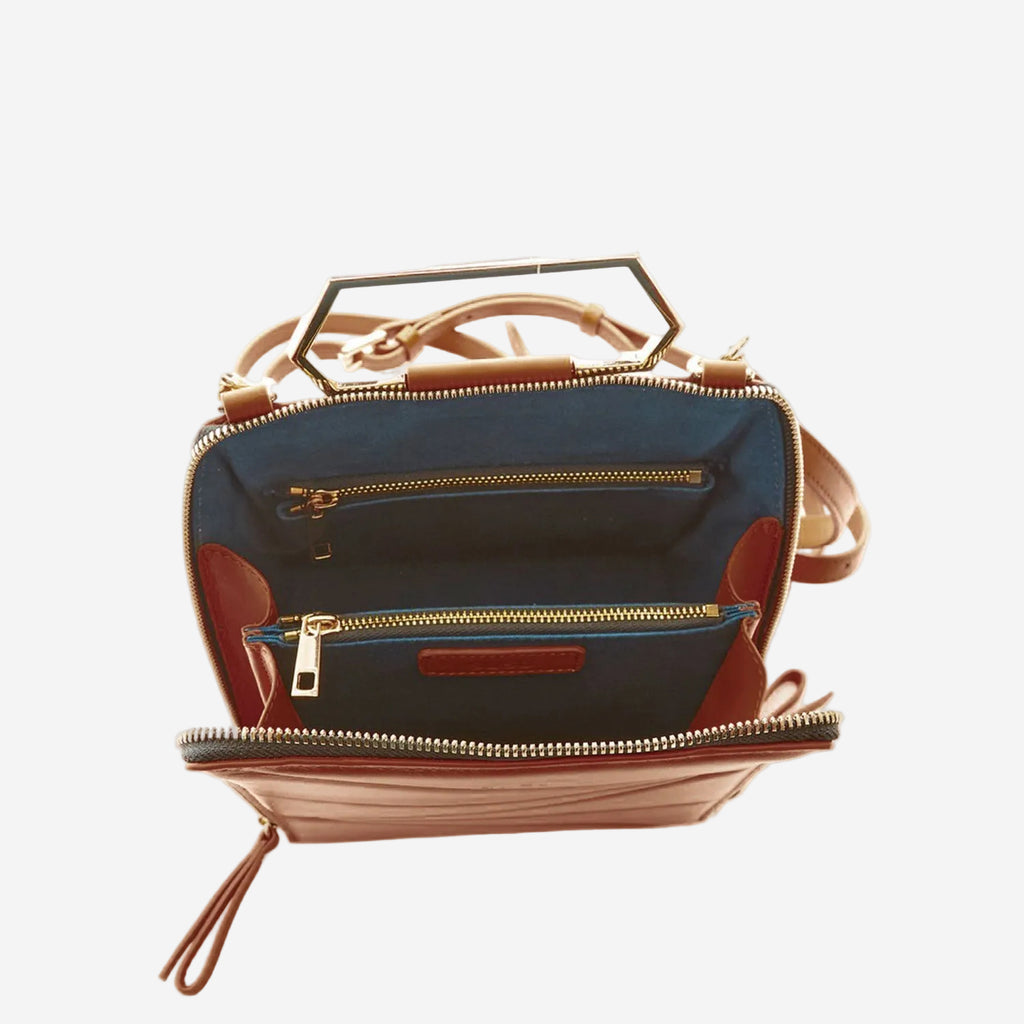 SUSU Brown Leather Backpack Purse for Women Unique Convertible Crossbody Bag