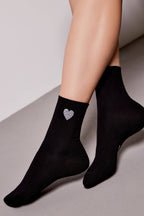 Cotton Socks Conte Classic 427 Shimmering Heart Pattern