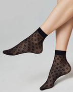 Conte Fantasy Socks with Diamond Pattern | Black