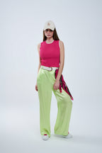 Raspberry Pink Fitted Tank Top with White Trim