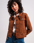 Raw Edge Denim Jacket in Brown