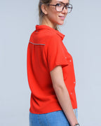Red Shirt with Heart Embroidery