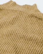 Relaxed Beige Ribbed High Neck Sweater