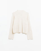 Relaxed Cream Ribbed High Neck Sweater