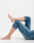 Relaxed Fit Side Rip Jeans in Mid Blue
