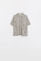 Relaxed Oversized Leopard Print Short Sleeves Shirt