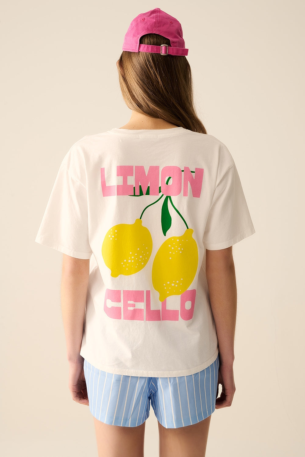 Relaxed White T-Shirt with Lemon Print