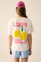 Relaxed White T-Shirt with Lemon Print