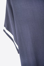 Relaxed Sweater in Navy with White Contrast Detail
