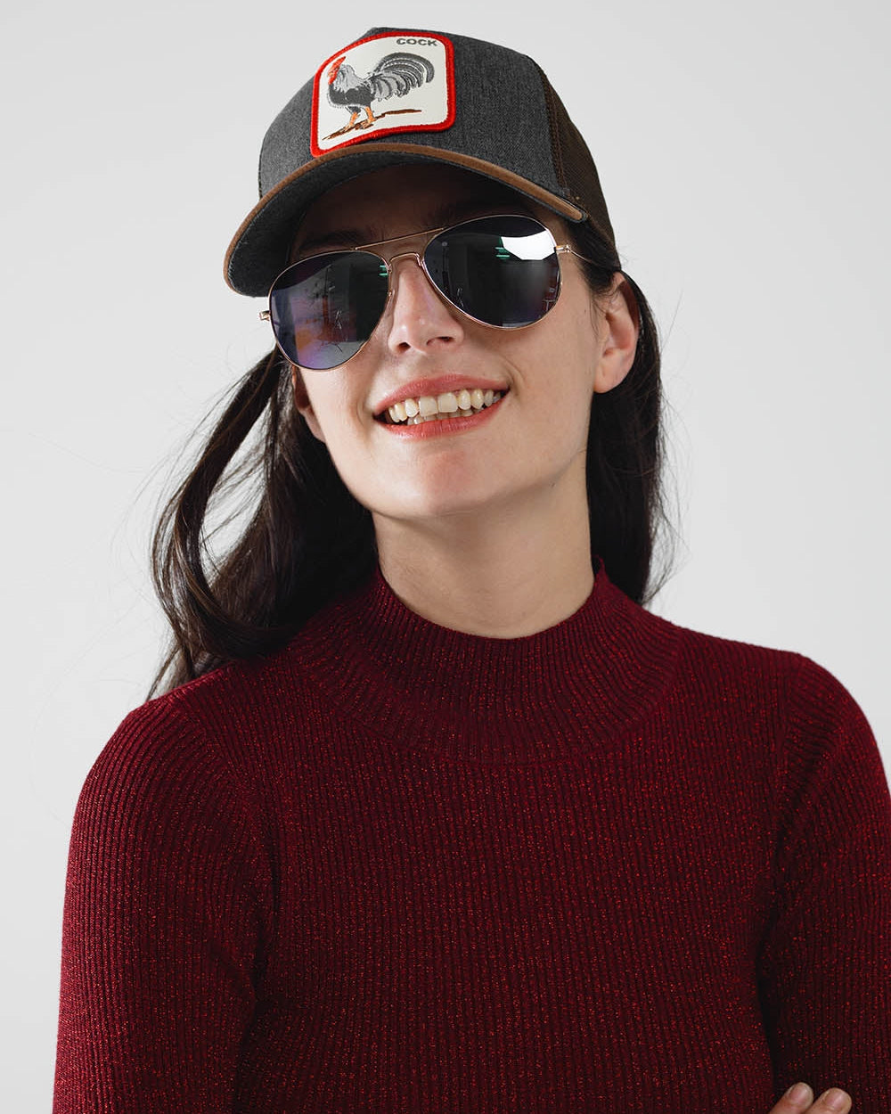 Retro Aviator Sunglasses with Blue Smoke Lens and Golden Frame