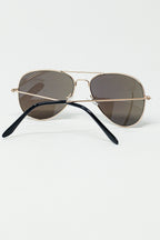 Retro Aviator Sunglasses with Blue Smoke Lens and Golden Frame