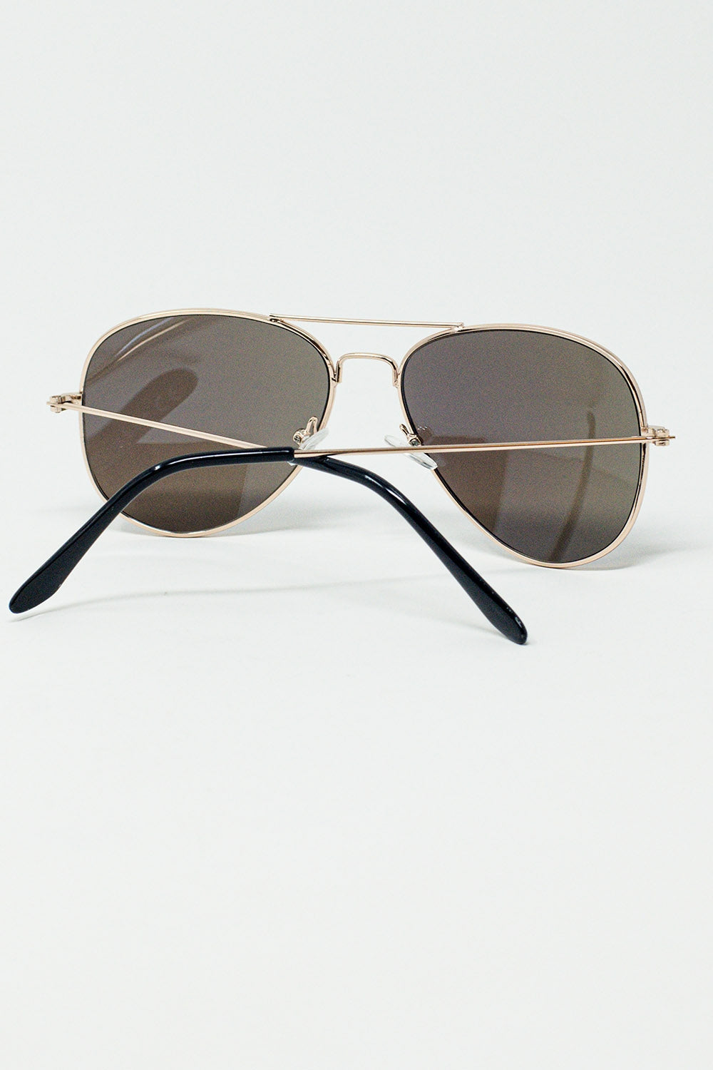 Retro Aviator Sunglasses with Blue Smoke Lens and Golden Frame