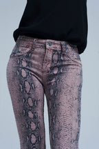 Reversible Animal Print Pink Jeans