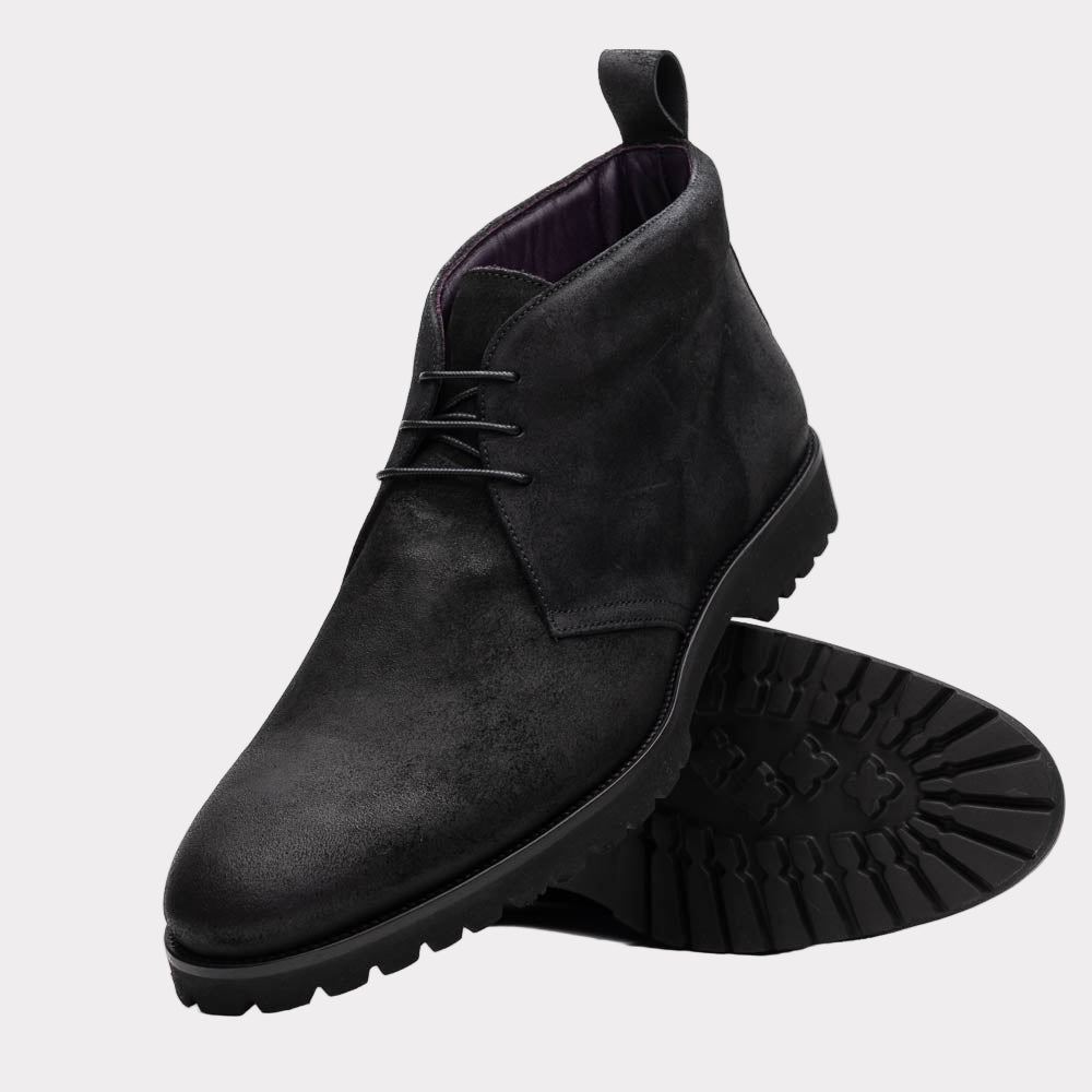 REZZA Suede Calfskin Chukka Boot Black