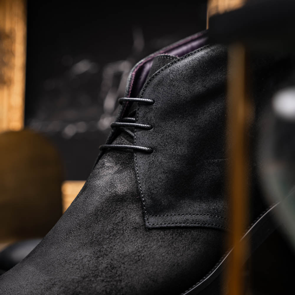 REZZA Suede Calfskin Chukka Boot Black