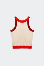Ribbed Cropped Vest Top in Red