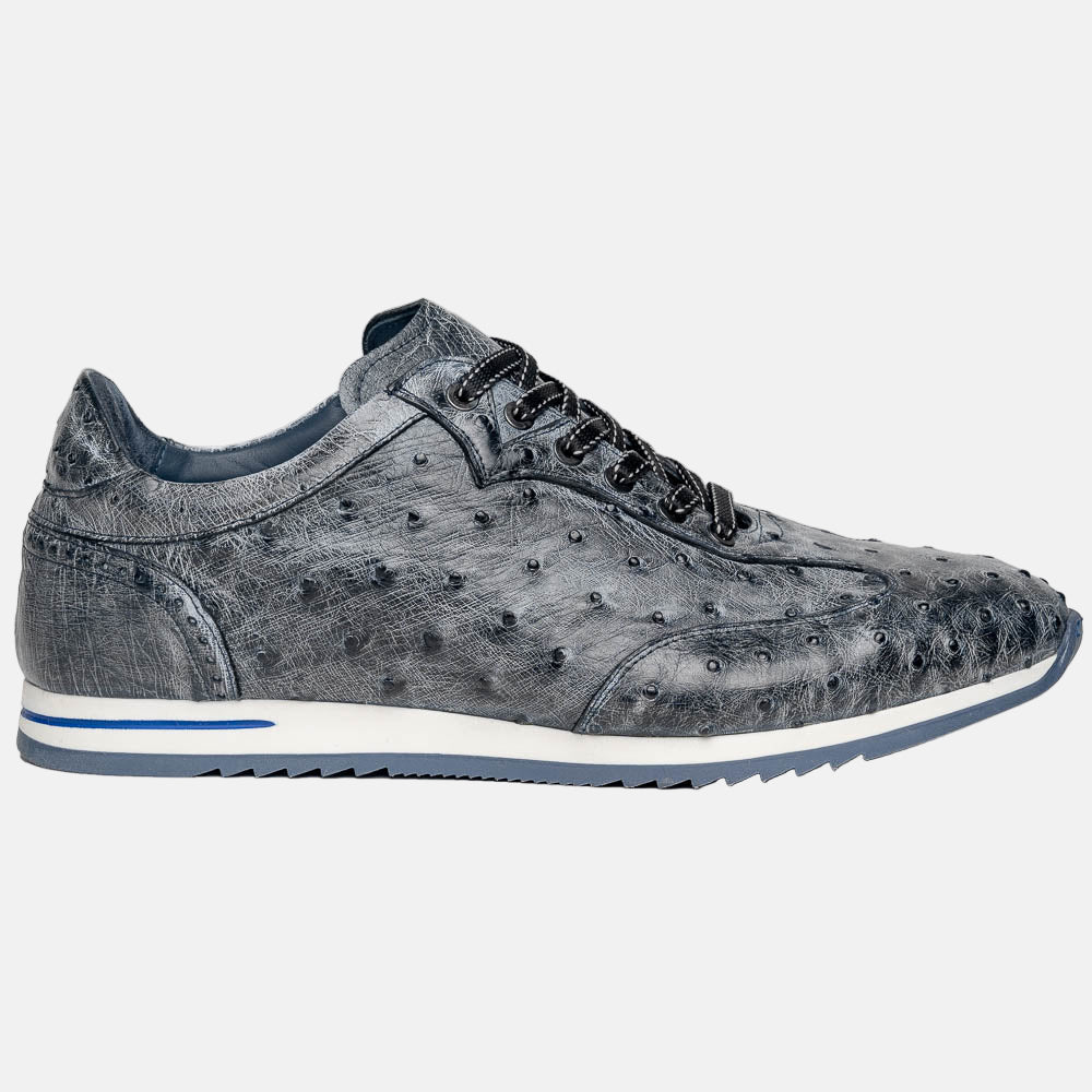 Rio Ostrich Quill Sneakers | Black Denim