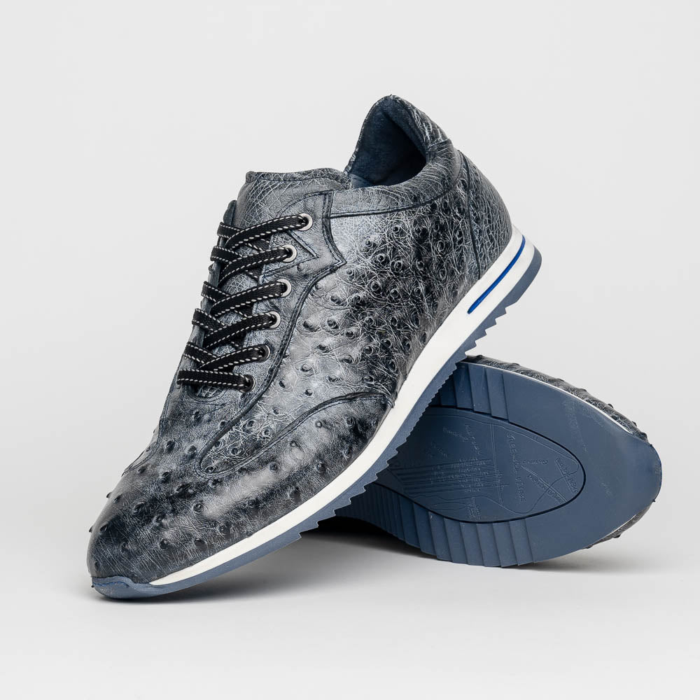 Rio Ostrich Quill Sneakers | Black Denim