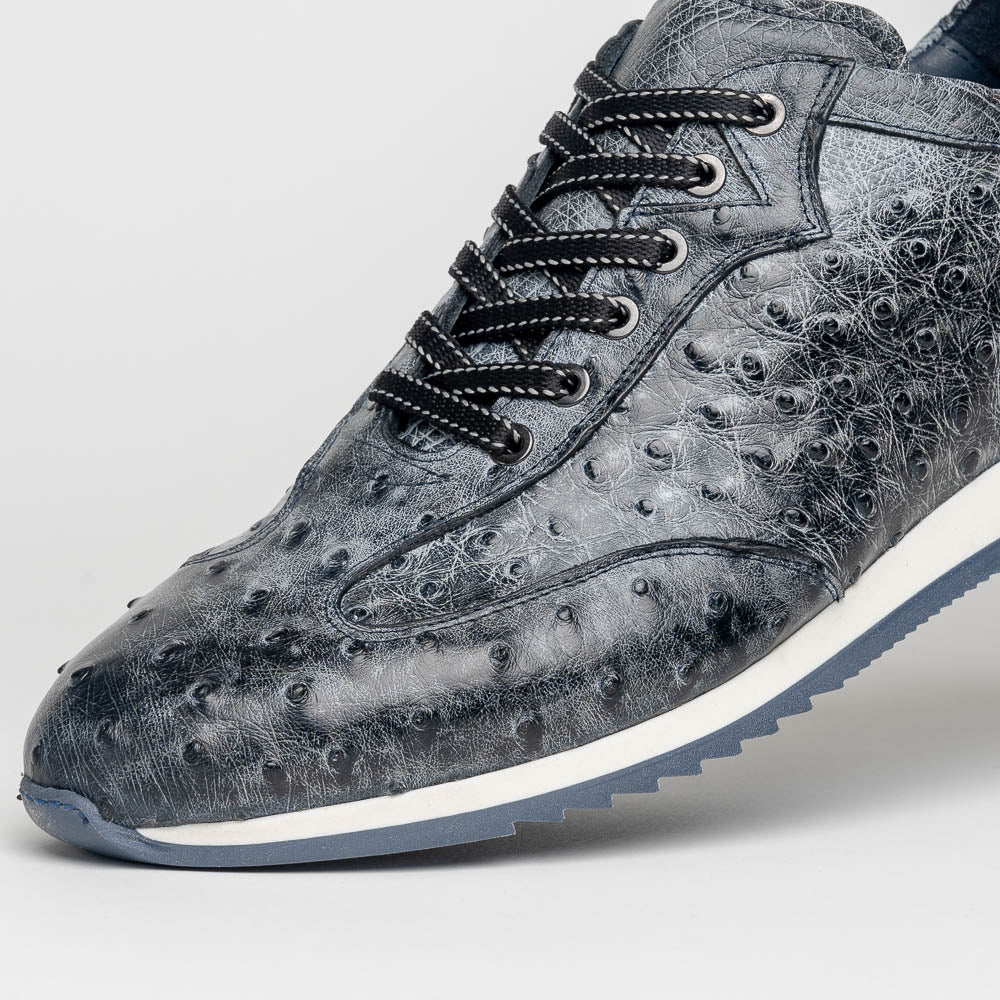 Rio Ostrich Quill Sneakers | Black Denim