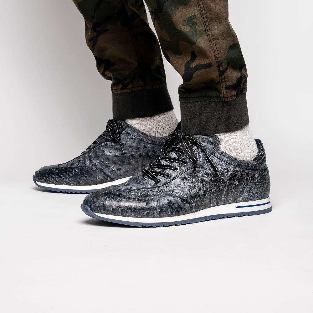 Rio Ostrich Quill Sneakers | Black Denim
