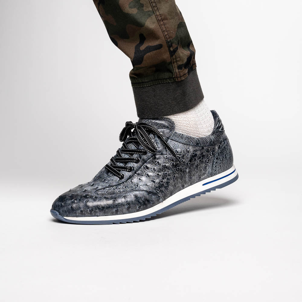 Rio Ostrich Quill Sneakers | Black Denim