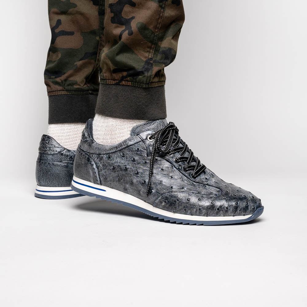 Rio Ostrich Quill Sneakers | Black Denim