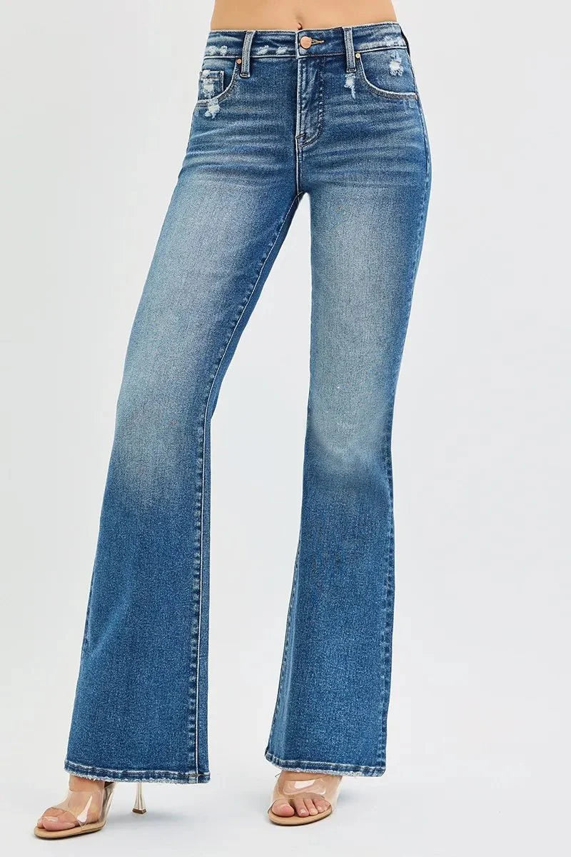 RISEN Full Size Tummy Control High Rise Flare Jeans
