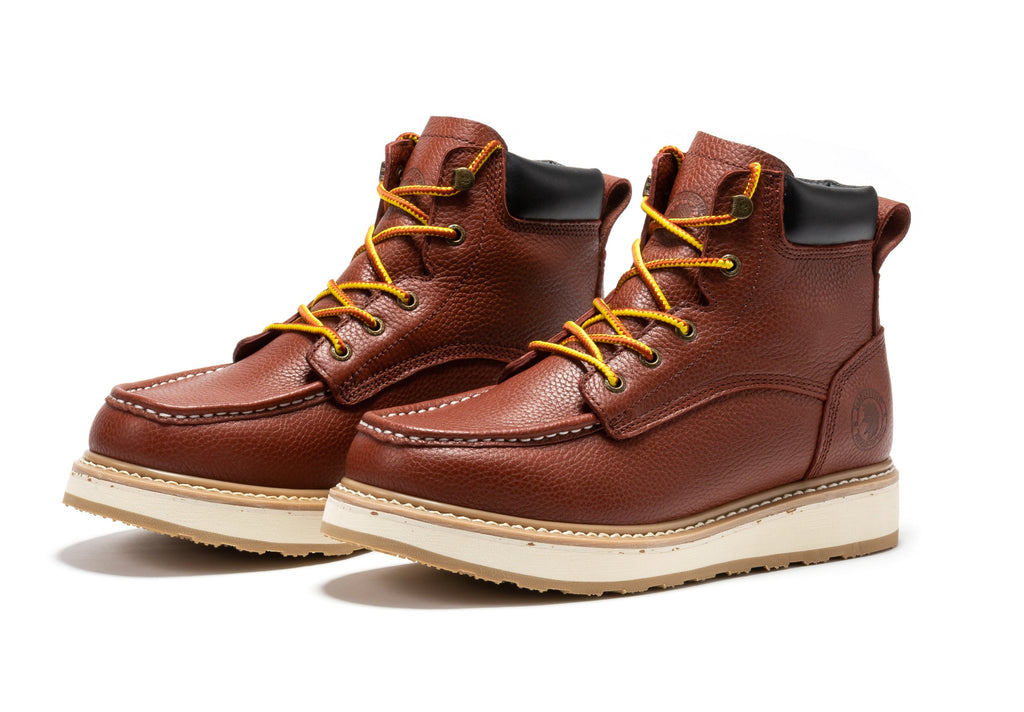 ROCKROOSTER Walker Men's 6” Brown Soft Toe Wedge Work Boots | SAP360