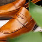 Roma Hand Burnished Calfskin Penny Loafer | Camel