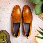 Roma Hand Burnished Calfskin Penny Loafer | Camel