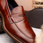 Roma Hand Burnished Calfskin Penny Loafer | Cognac