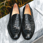 Roma Crocodile Penny Loafer | Black