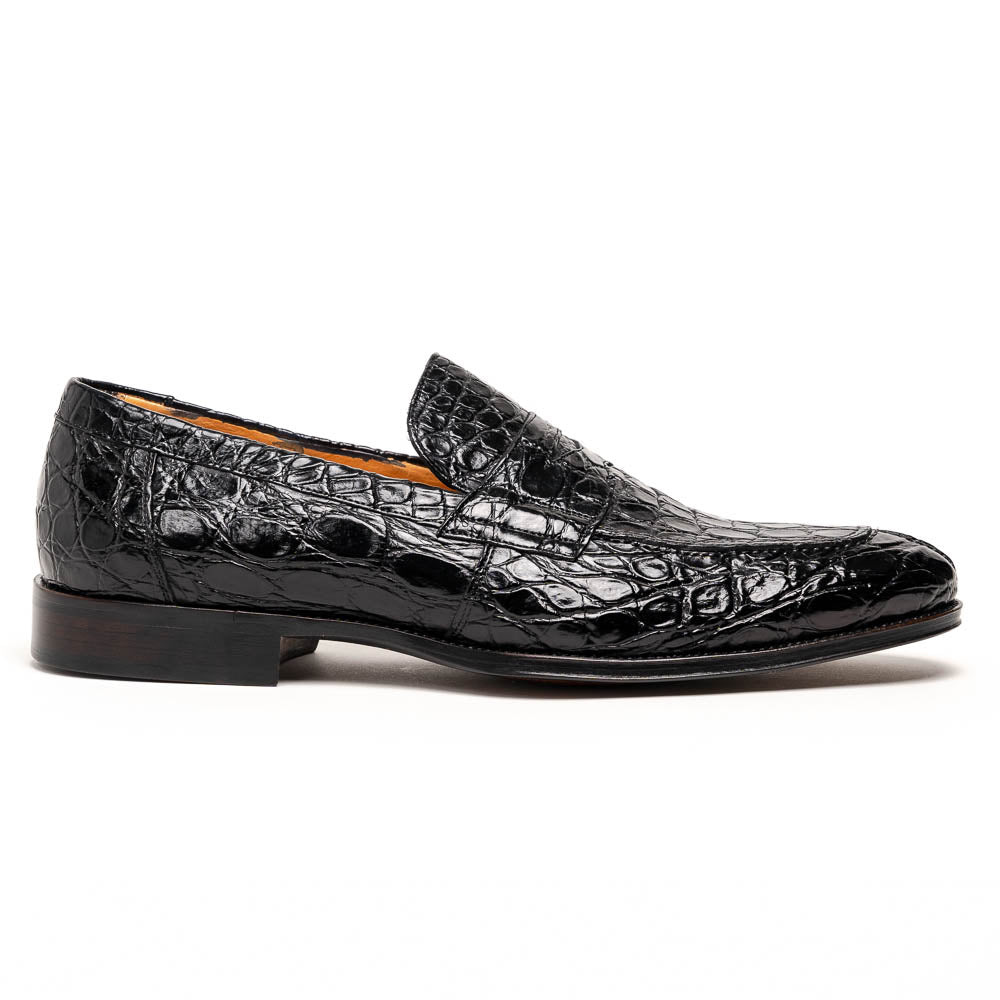 Roma Crocodile Penny Loafer | Black