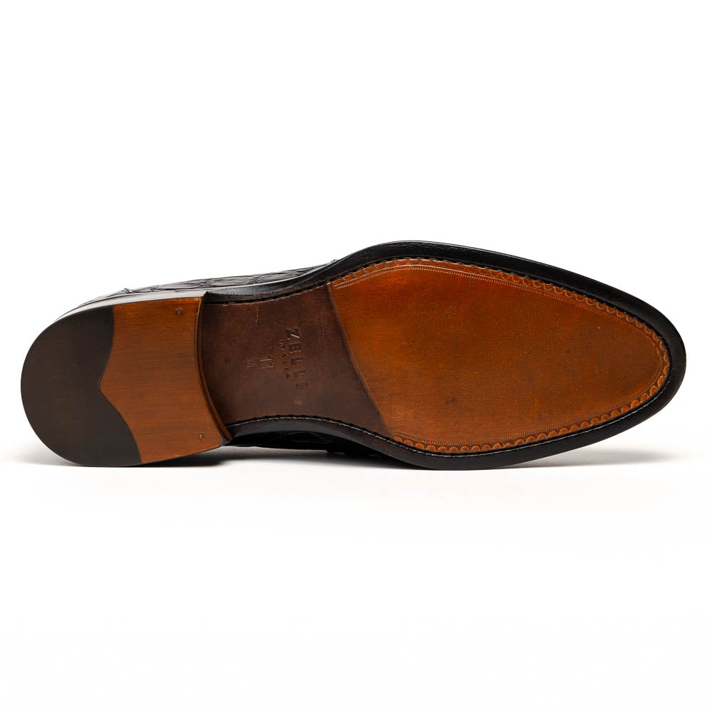 Roma Crocodile Penny Loafer | Black