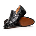 Roma Crocodile Penny Loafer | Black