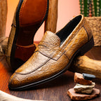 Roma Crocodile Penny Loafer | Taupe