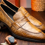Roma Crocodile Penny Loafer | Taupe