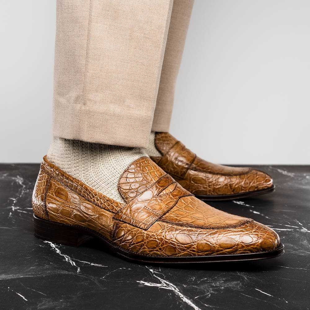 Roma Crocodile Penny Loafer | Taupe