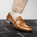 Roma Crocodile Penny Loafer | Taupe
