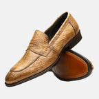 Roma Crocodile Penny Loafer | Taupe