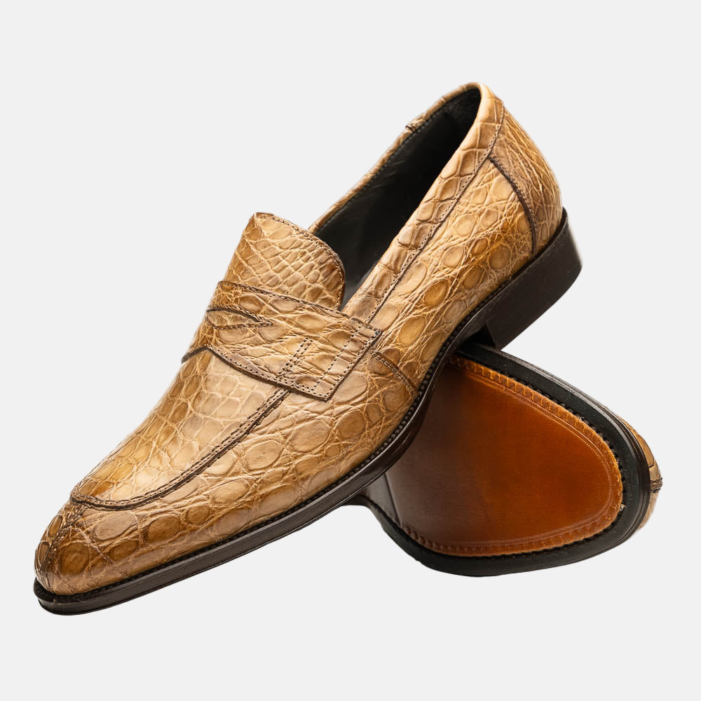 Roma Crocodile Penny Loafer | Taupe